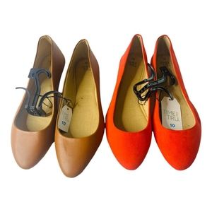 Time and True Flats 2 pairs Burnt Red/Camel Brown